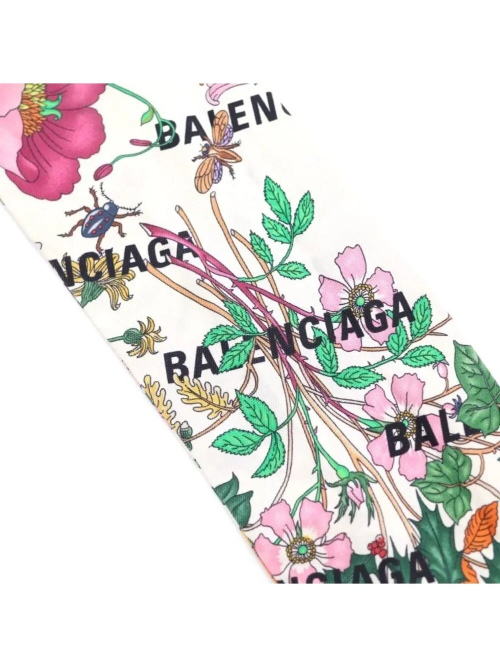 Gucci the Hacker Flora Print Silk Neck Bow the Project Floral Scarf White